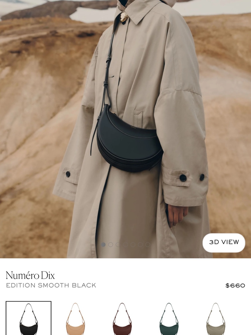 Polene Numero Dix Hobo in Smooth Black